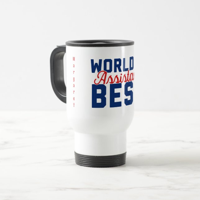 Caneca Térmica Melhor Assistente do Mundo Personalizado com Nome (Frente Esquerda)