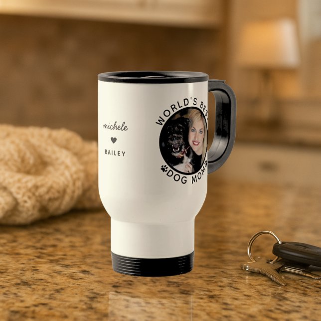 Caneca Térmica Melhor Cachorro do Mundo - Foto personalizada de P (World's Best Dog Mom Custom Pet Name Photo Travel Mug)