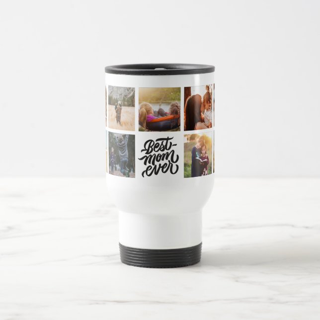 Caneca Térmica Melhor Colagem de Fotos Personalizada da Mãe (Centro)