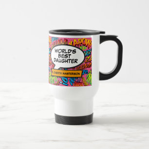 Caneca Térmica Melhor Filha do Mundo Diversão Moderno Retro Quadr