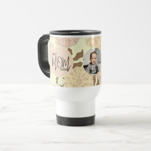 Caneca Térmica Melhor Foto De Padrão Floral Da Mãe