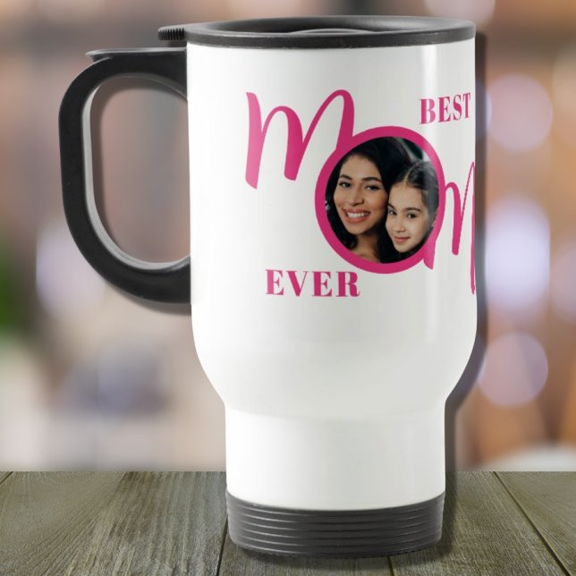 Caneca Térmica Melhor Mãe Alguma Vez Foto Rosa (Criador carregado)