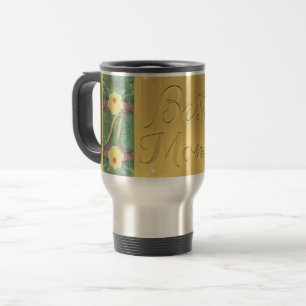 Caneca Térmica "Melhor Mãe" Monograma Floral, Monograma