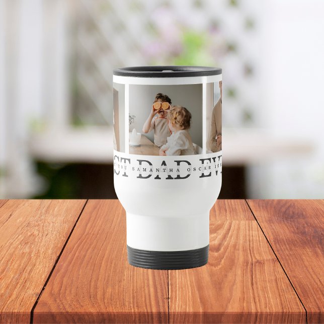 Caneca Térmica Melhor Pai De Foto E Cinza De Colagem Moderna (Criador carregado)
