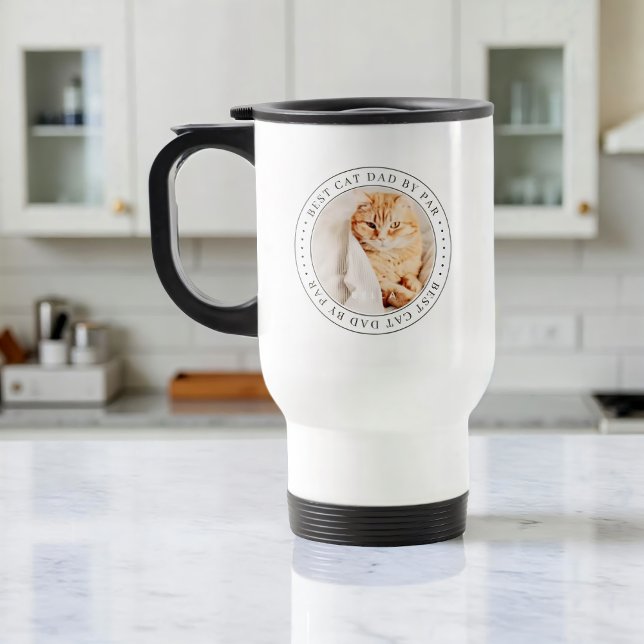 Caneca Térmica Melhor Pai De Gato Por Foto Simples Par Clássica (Criador carregado)
