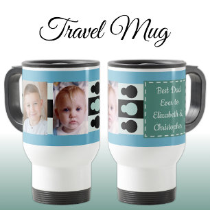 Caneca Térmica Melhor Pai de sempre com nomes de fotos azul
