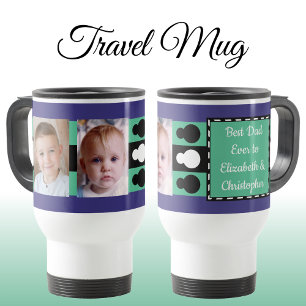 Caneca Térmica Melhor Pai de sempre com nomes de fotos verde roxo