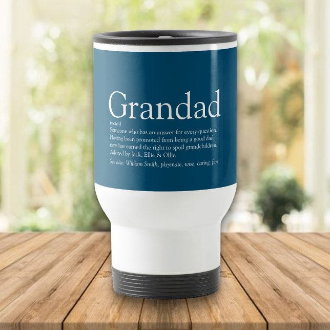 Caneca Térmica Melhor Vovô De Sempre, Vovô Definido Azul (Best Ever Grandpa, Grandfather Definition Blue Travel Mug
)