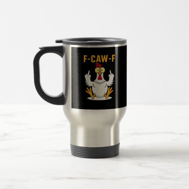 Caneca Térmica Meme de Galo com Citação F-Caw-F (Esquerda)
