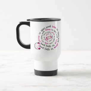 Caneca Térmica Menina cita Bom gosto na música, mau gosto nos hom