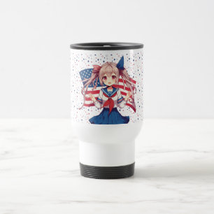 Caneca Térmica Menina de animação patriótica dos EUA