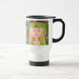 Caneca Térmica Menina de Hippie Bonita Deluxe Padrão de Diversão