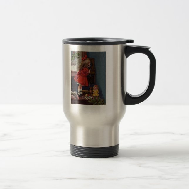 Caneca Térmica Menina de Natal Telefone Antigo (Direita)