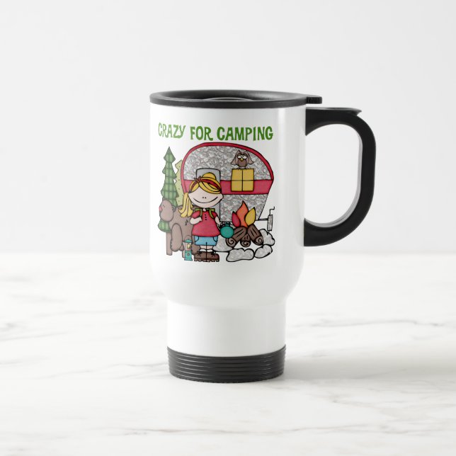 Caneca Térmica Menina loura louca para acampar (Direita)