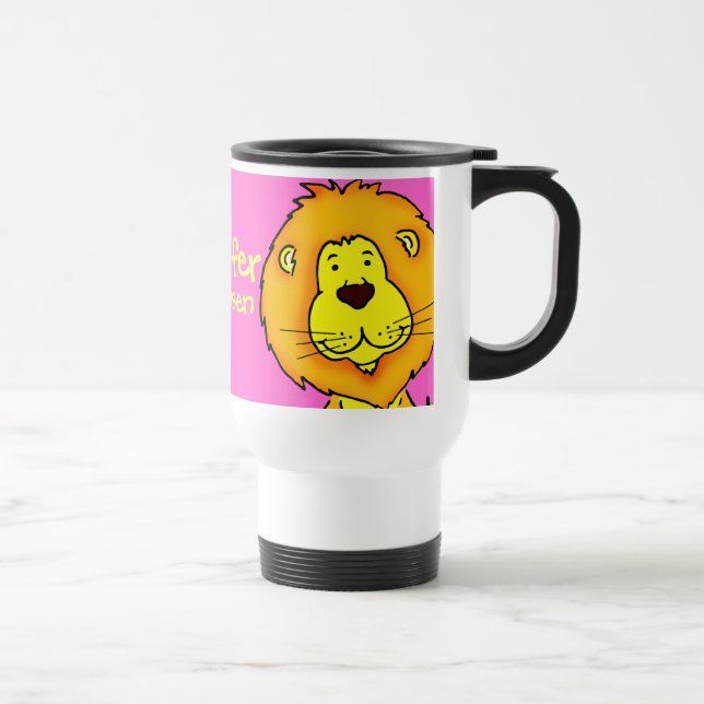 Caneca Térmica Meninas nomeadas viagem de leão rosa/caneca de clu (Direita)