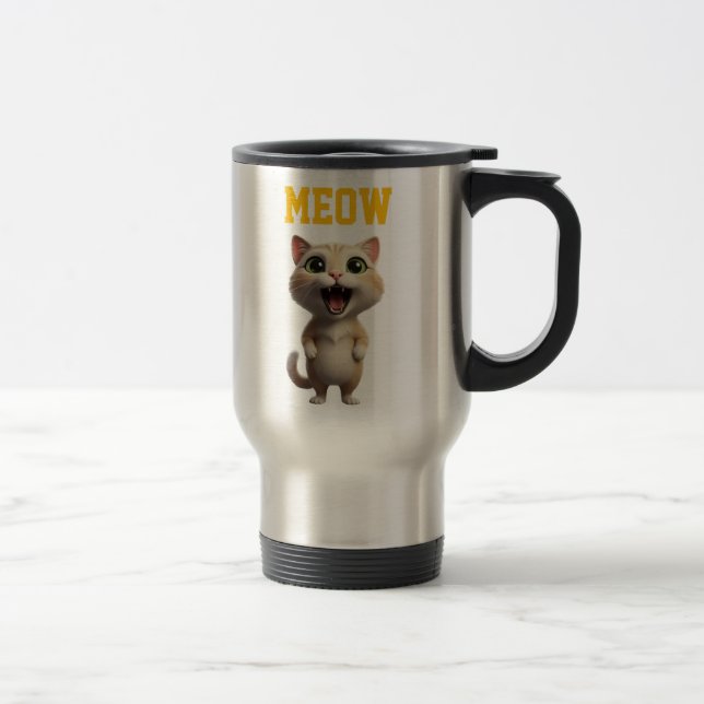Caneca Térmica Meow Cute Cat Travel Mug (Direita)