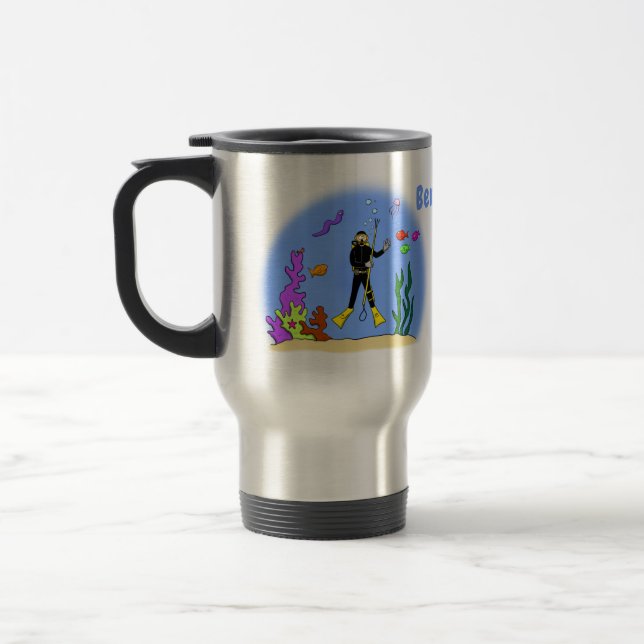 Caneca Térmica Mergulhador engraçado e desenho animado de criatur (Esquerda)