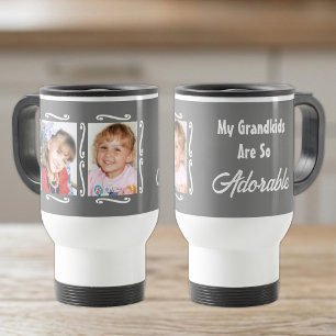 Caneca Térmica Meus netos são adoráveis adicionar fotos cinza