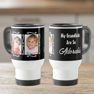 Caneca Térmica Meus netos são adoráveis adicionar fotos preto