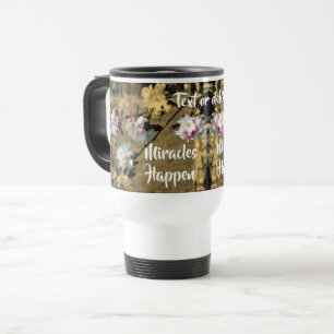 Caneca Térmica Milagres acontecem palavras brilhantes e inspirado
