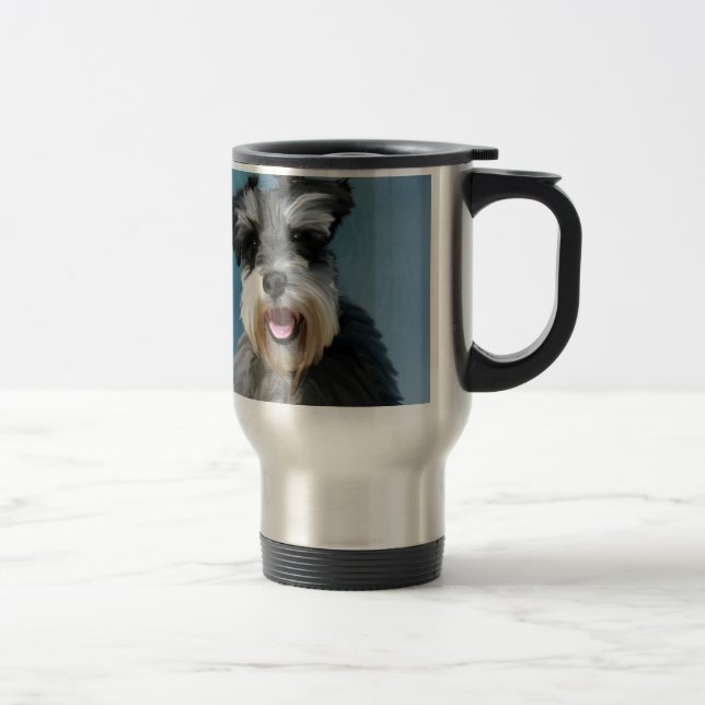 Caneca Térmica Miniatura Schnauzer — Pintura De Cor De Água (Direita)