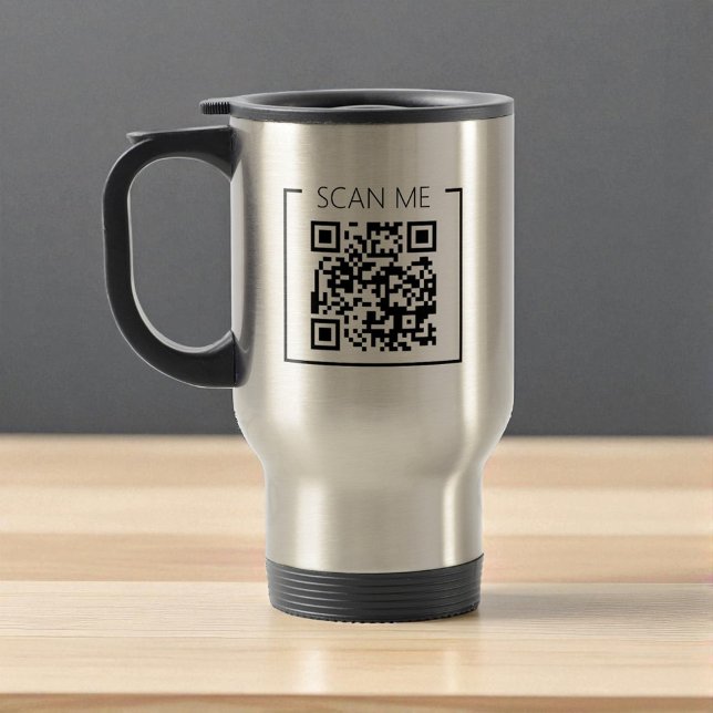 Caneca Térmica Minimalist QR Code Scan Me Business (Criador carregado)