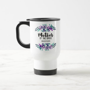 Caneca Térmica Mint & Purple Floral Wreath Mãe da Noiva