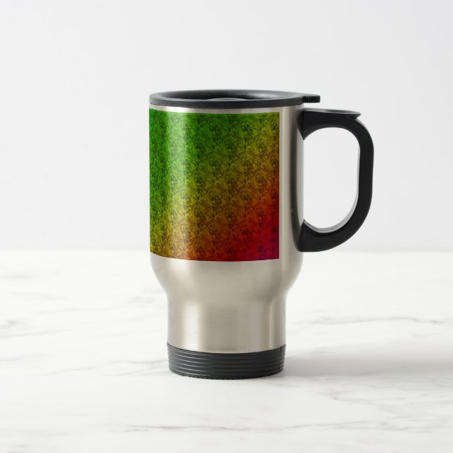 Caneca Térmica Mistura Diagonal de Gradação Vermelha Verde Floral (Direita)