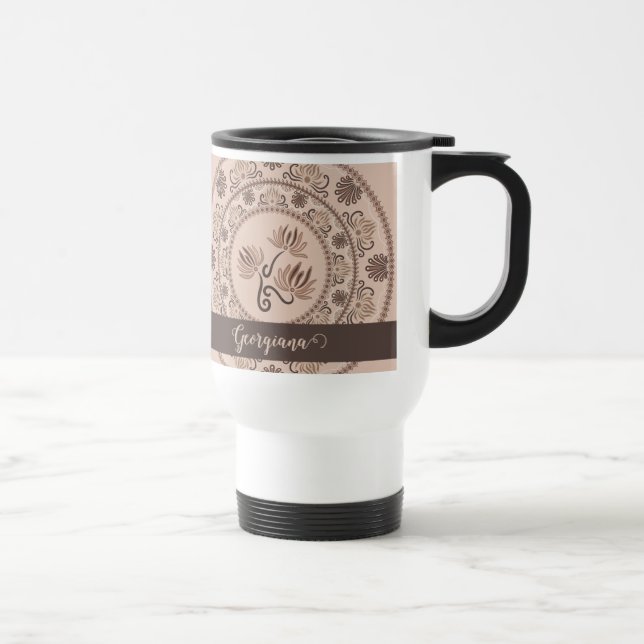 Caneca Térmica Mocha Rococo de Revival Personalizado Dot Mandala (Direita)