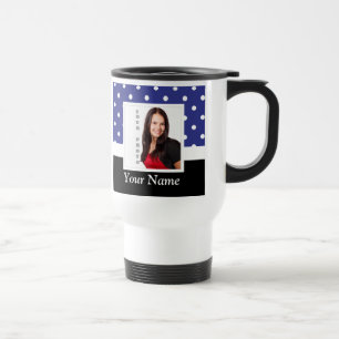 Caneca Térmica modelo de foto bolinhas azul marinho