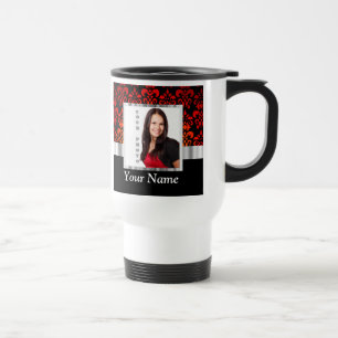 Caneca Térmica Modelo de foto de damasco vermelho e preto