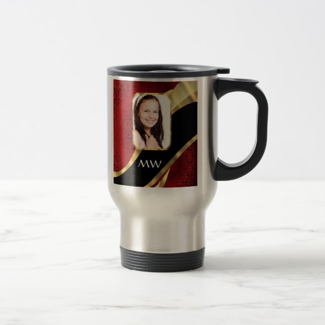 Caneca Térmica Modelo de foto do damasco vermelho (Direita)