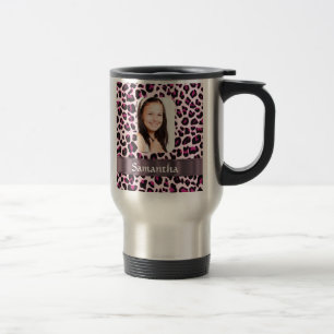 Caneca Térmica Modelo de fotografia de leopardo rosa