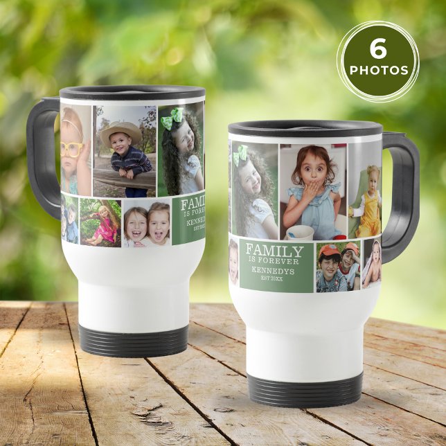 Caneca Térmica Modern Family Is Forever 10 Photo Collage Green (Criador carregado)