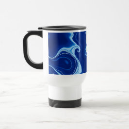 Caneca Térmica Modern Midnight Indigo Blue Ink Wash Custom