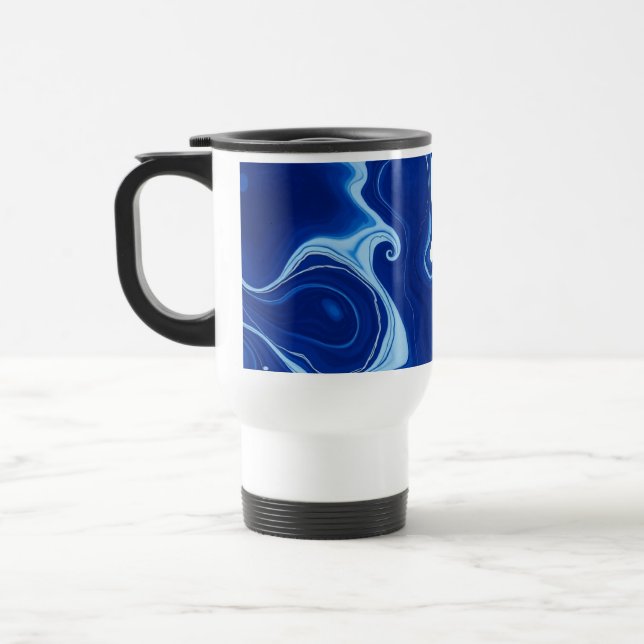 Caneca Térmica Modern Midnight Indigo Blue Ink Wash Custom (Esquerda)