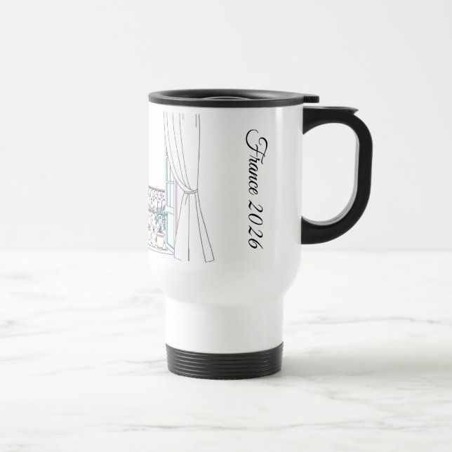 Caneca Térmica Modern Paris Window Silhouette Aesthetic (Direita)