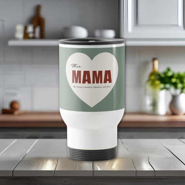 Caneca Térmica Modern Personalized Mama Heart Travel Mug (Criador carregado)