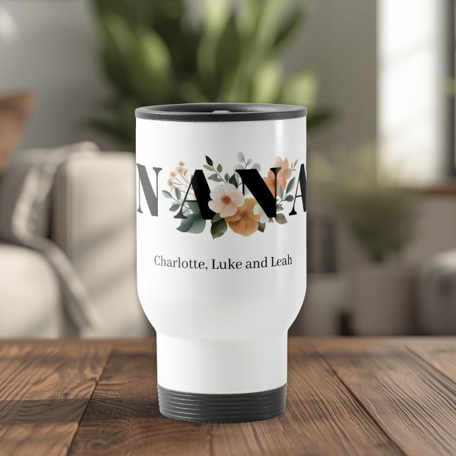 Caneca Térmica Modern Personalized Nana Floral Gift (Criador carregado)