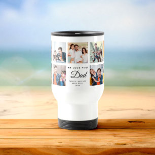 Caneca Térmica Moderno NÓS AMAMOS VOCÊ PAI Colagem de Fotos Qua