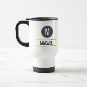 Caneca Térmica Moderno Simples Inicial Nome do Monograma de Cub