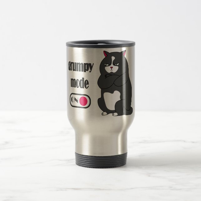 Caneca Térmica Modo rabugento em gato gordo engraçado (Centro)