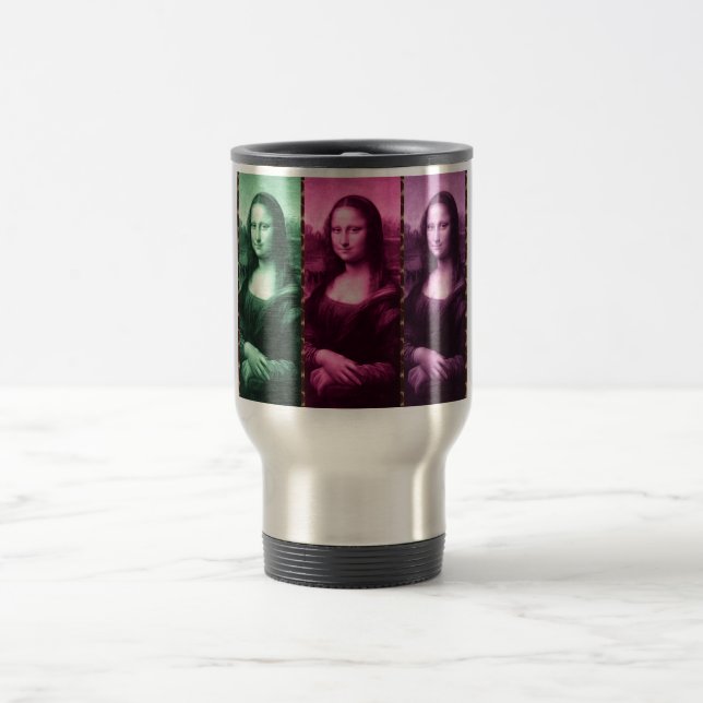 Caneca Térmica Mona Lisa Animal Imprime Púrpura Rosa Verde (Centro)