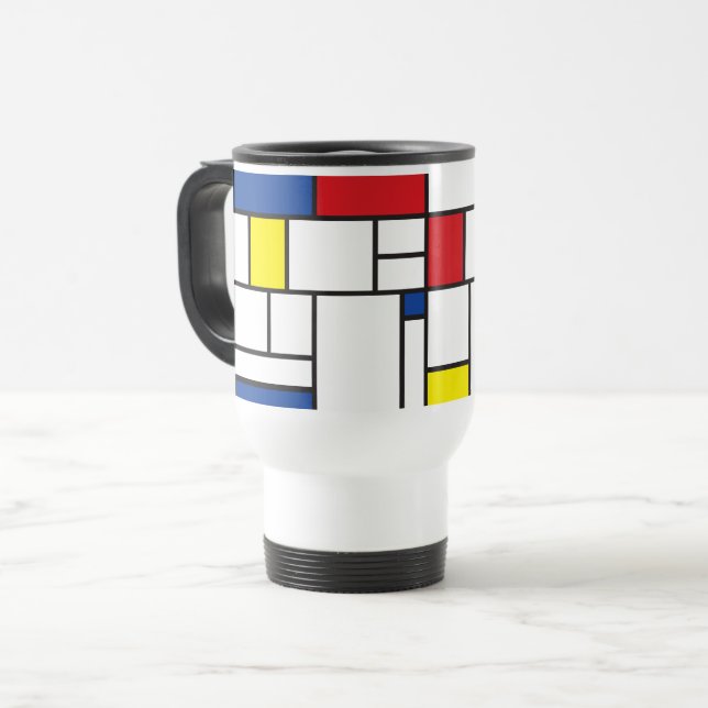 Caneca Térmica Mondrian Minimalist Geométrico De Stijl Modern Art (Frente Esquerda)