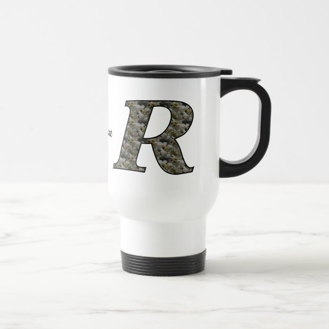 Caneca Térmica Monogram Initial R Hydrangea Flowers Personalized (Direita)