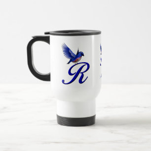 Caneca Térmica Monograma Bluebird Inicial R Personalizado Elegant