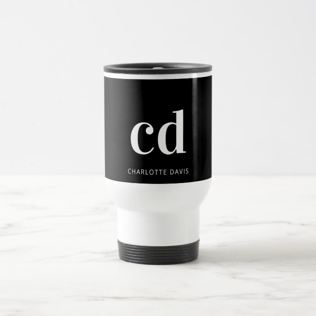 Caneca Térmica Monograma branco preto - mínimo (Centro)