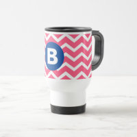 Monograma com Padrão Chevron em Rosa Vibrante e Br