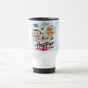 Caneca Térmica Monograma de Cartografia do Café Engraçado