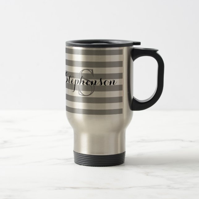 Caneca Térmica Monograma de Cinzas personalizadas/Nome de prata (Direita)